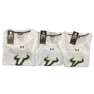 USF Bulls Under Armour Adult 4XL White Green Short Sleeve Heat Gear Mens New NWT